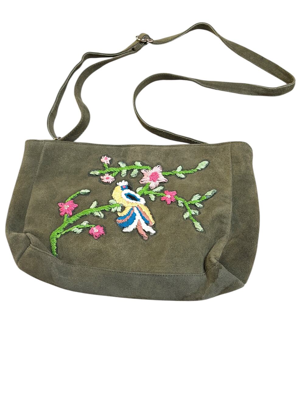 Raj LA Leather Suede Embroidered Crossbody Bag